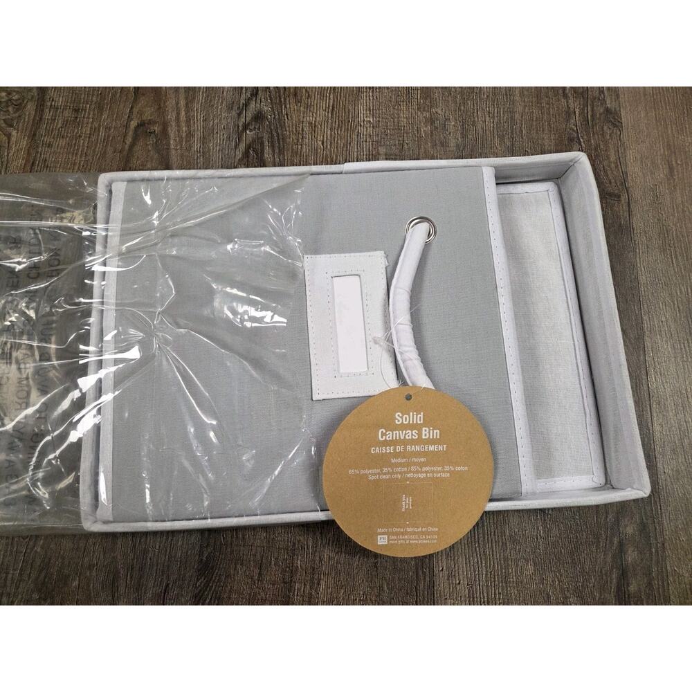 Pottery Barn Teen Solid Canvas Bin With Trim Medium Gray NEW IN BAG